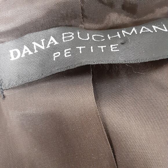 Dana Buchman Brown Tweed Zip Up Vintage Jacket Leather Trim M8 P - Picture 3 of 5